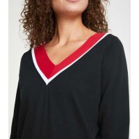 Feinstrickpullover, schwarz-rot