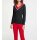 Feinstrickpullover, schwarz-rot