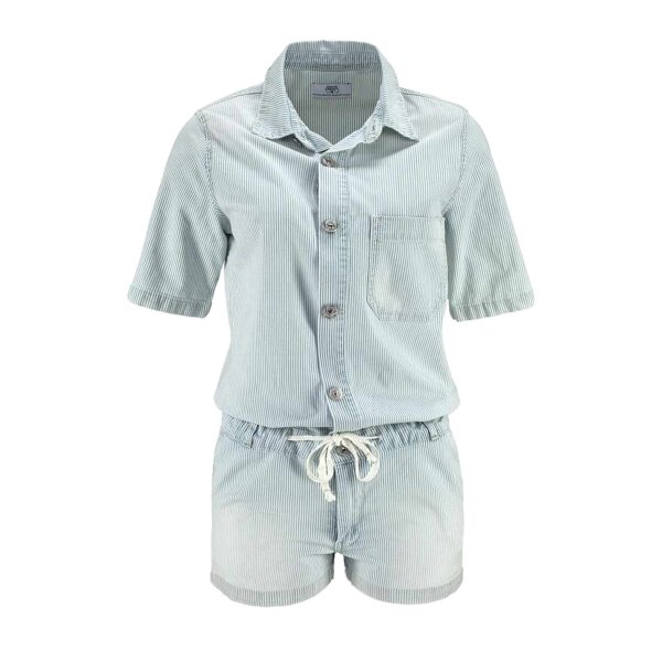 Kurzoverall, denim-gestreift