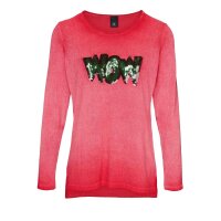 Knit sweater with sequins, red