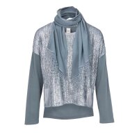 Shirt m. Schal, blau-silber