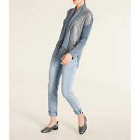 Shirt m. Schal, blau-silber