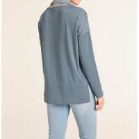 Shirt m. Schal, blau-silber