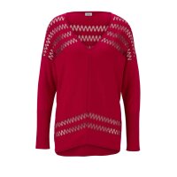 Oversize sweater with burnout pattern, red