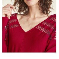 Oversize sweater with burnout pattern, red