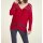 Oversize sweater with burnout pattern, red