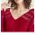 Oversize sweater with burnout pattern, red