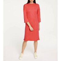 Knit dress with fringes, coral