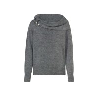 Carmenpullover m. Zierperlen, anthrazit-meliert