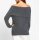 Carmenpullover m. Zierperlen, anthrazit-meliert
