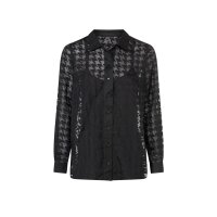 Ausbrenner-Bluse m.Top, schwarz-gemustert
