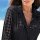 Blouse with top, black-patterned
