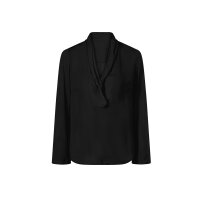 Crepe blouse with scarf collar, black