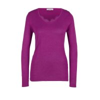 Designer-Feinstrickpullover m. Spitze, fuchsia