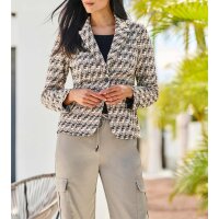 Blazer m. Grafik-Print, taupe-schwarz