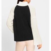 Turtleneck sweater with trumpet sleeves, black-ecru