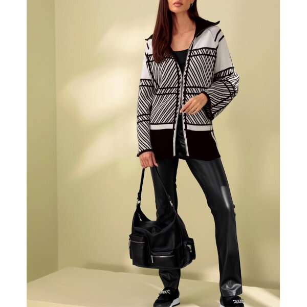 Lederimitathose mit Jersey-Stretch-Einsatz, schwarz