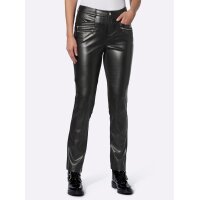 Lederimitathose mit Jersey-Stretch-Einsatz, schwarz