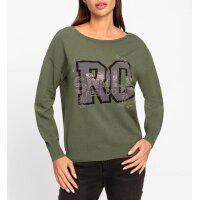 Sweter z nadrukiem w kolorze khaki-czarnym