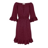 Carmen print dress, bordeaux