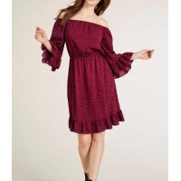 Carmen print dress, bordeaux