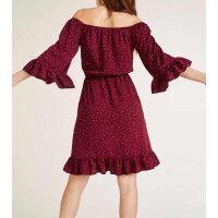 Carmen print dress, bordeaux