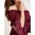 Carmen print dress, bordeaux