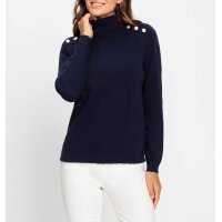 Sweter z golfem i ozdobnymi guzikami, granatowy