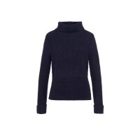 Pattern-mix turtleneck sweater, navy