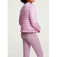 Designer quilt jacket with ruffles, rosé