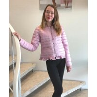 Designer quilt jacket with ruffles, rosé