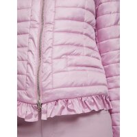 Designer quilt jacket with ruffles, rosé