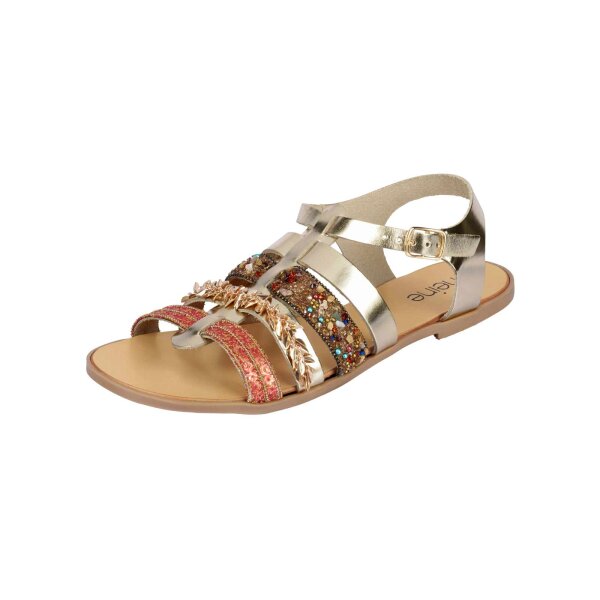 Leather sandal, gold coloured