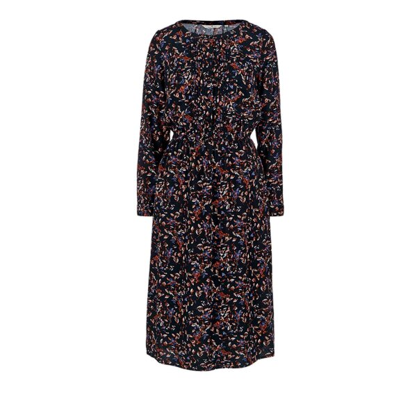 Marken-Midi-Kleid, navy-bunt