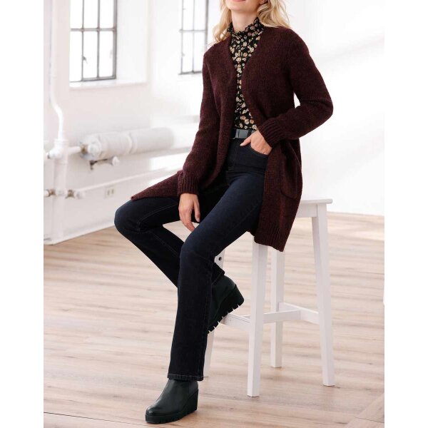 Designer-Longstrickjacke, weinrot