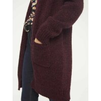 Designer-Longstrickjacke, weinrot
