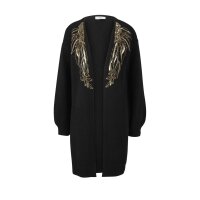 Longstrickjacke m. Pailletten, schwarz