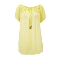 Carmen-Bluse m. Spitze, pastelgelb