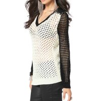 Pullover m. Nieten, ecru-schwarz