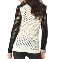 Pullover m. Nieten, ecru-schwarz