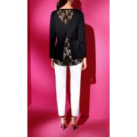 Stretch trousers with textile belt, white