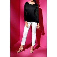 Stretch trousers with textile belt, white