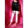Stretch trousers with textile belt, white