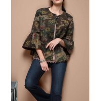 Kurzjacke m. Volants, khaki-bunt