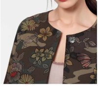 Short jacket with flounces, khaki-multicolour