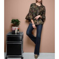 Short jacket with flounces, khaki-multicolour