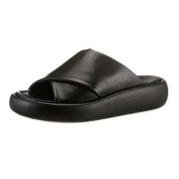 Rind-Glattleder-Pantolette, schwarz