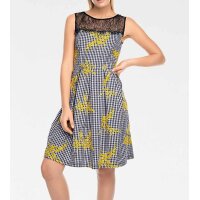 Designer-Kleid m. Spitze, schwarz-gelb