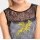 Designer-Kleid m. Spitze, schwarz-gelb