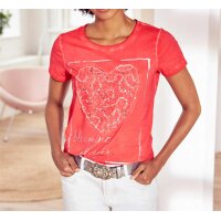 Shirt m. Spitzenbesatz und Pailletten, hummer